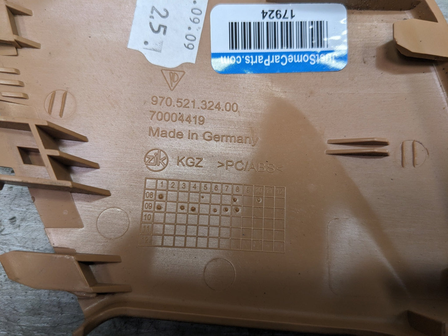 10-16 OEM Porsche Panamera Front Right Lower Seat Trim Cover Panel Beige