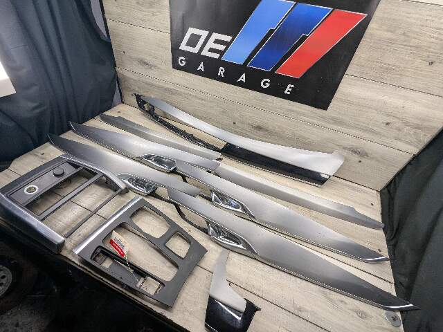 *14-18 OEM BMW F15 X5 Dash Door Panel Fine Silver Decor Interior Trim Cover SET