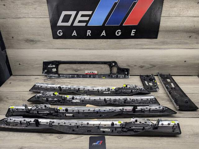 13-15 OEM BMW F02 750 Center Console Dash Door Trims Wood SET