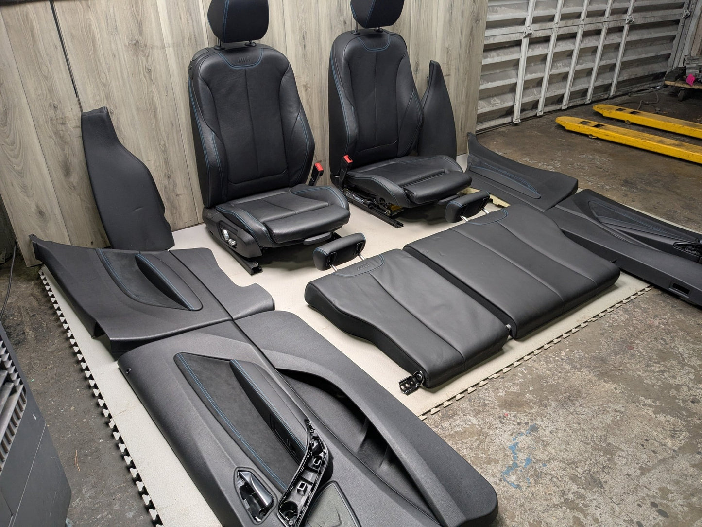 *OEM BMW F22 F87 M2 Driver Passenger Seats Door Panels Interior w Blue Stitching