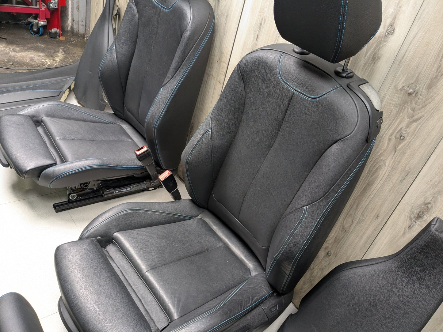*OEM BMW F22 F87 M2 Driver Passenger Seats Door Panels Interior w Blue Stitching