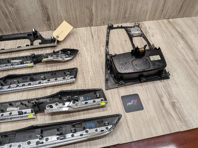 *13-15 OEM BMW F02 750 Center Console Dash Door Trims Wood SET