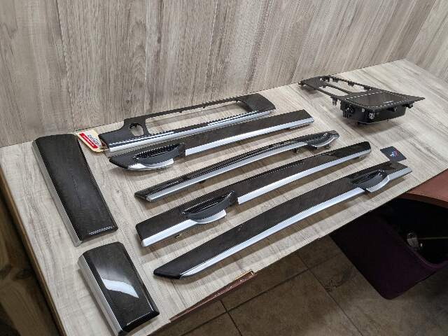 *13-15 OEM BMW F02 750 Center Console Dash Door Trims Wood SET