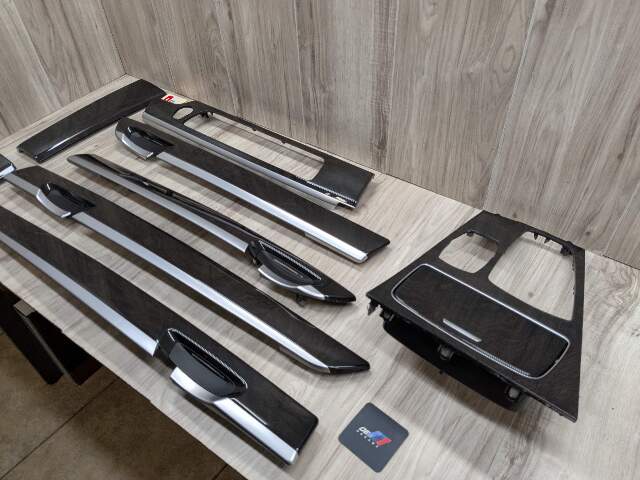 *13-15 OEM BMW F02 750 Center Console Dash Door Trims Wood SET