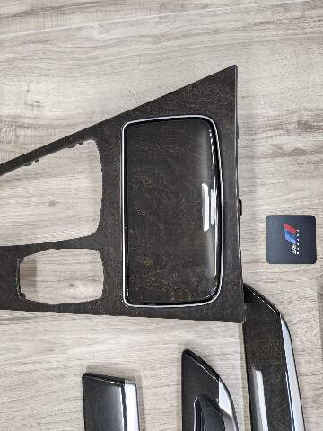 *13-15 OEM BMW F02 750 Center Console Dash Door Trims Wood SET