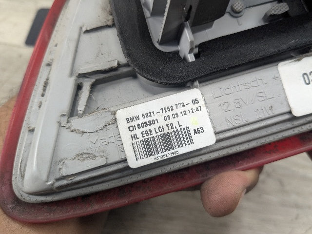 *11-13 OEM BMW E92 328 335 M3 Coupe LCI Rear Left Driver LED Inner Tail Light