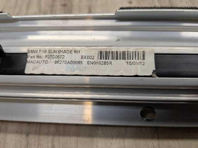 *15-19 OEM BMW F16 F86 X6 REAR RIGHT Passenger Door Window Roller Sunshade Blind
