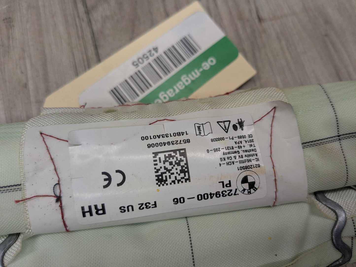 14-20 OEM BMW F32 F82 M4 Right Passenger Top Roof Head Air Bag Airbag Curtain