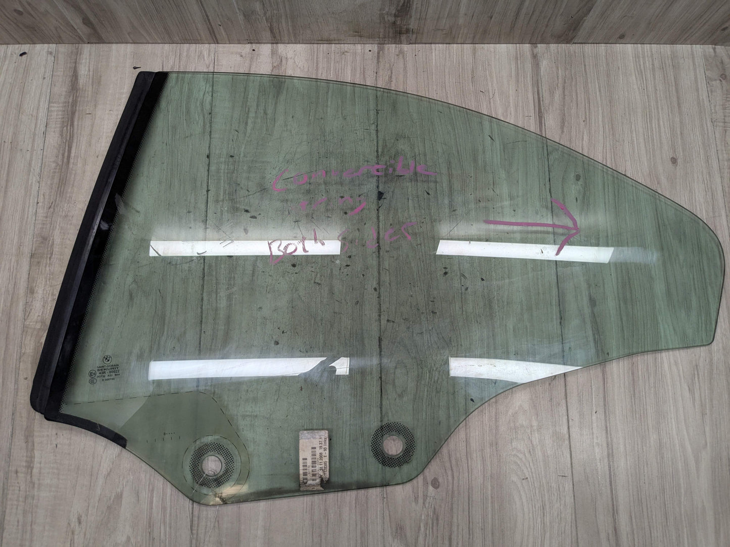 07-13 OEM BMW E93 335 M3 Convertible Rear Left Driver Side Window Glass