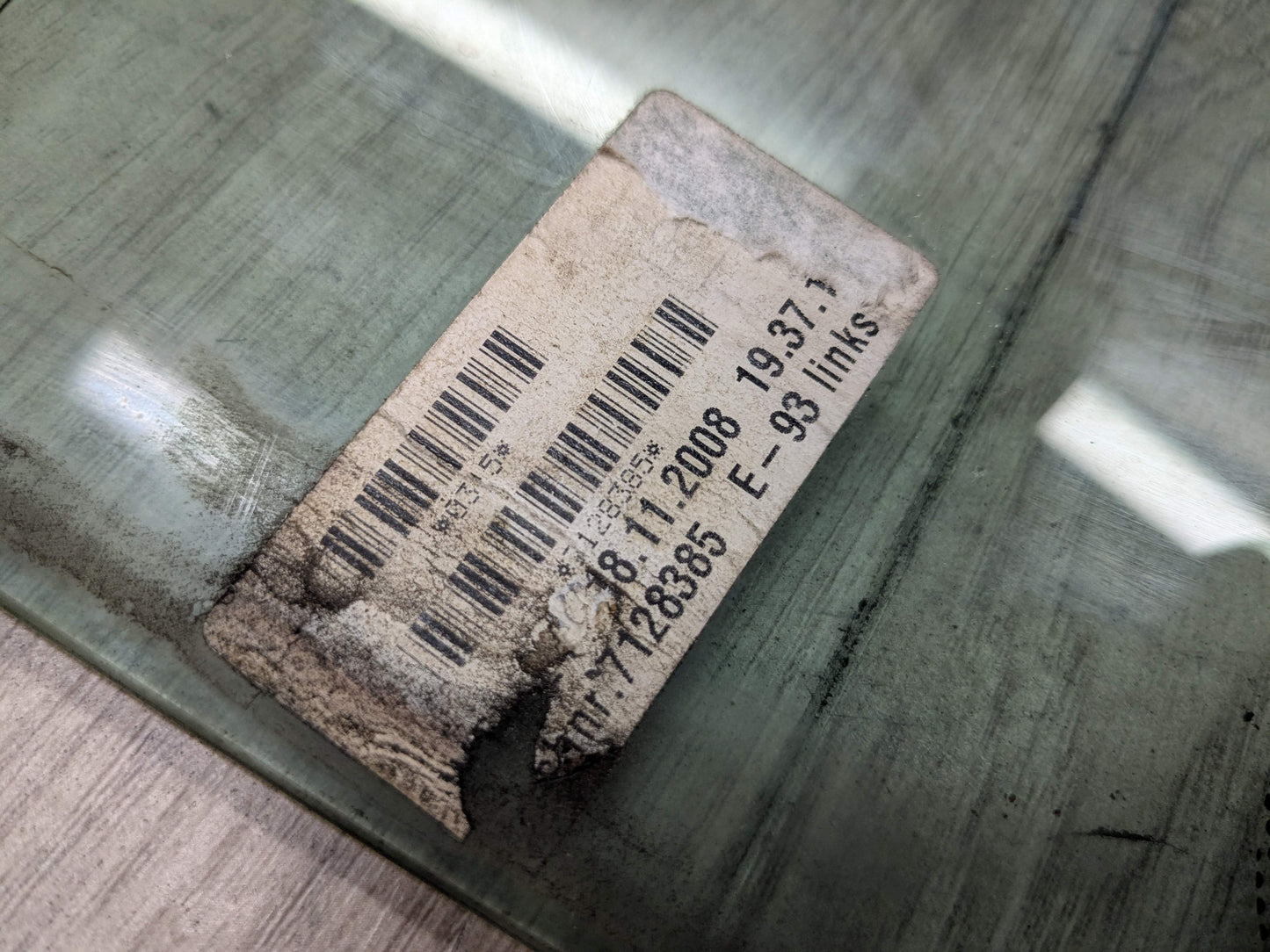 07-13 OEM BMW E93 335 M3 Convertible Rear Left Driver Side Window Glass