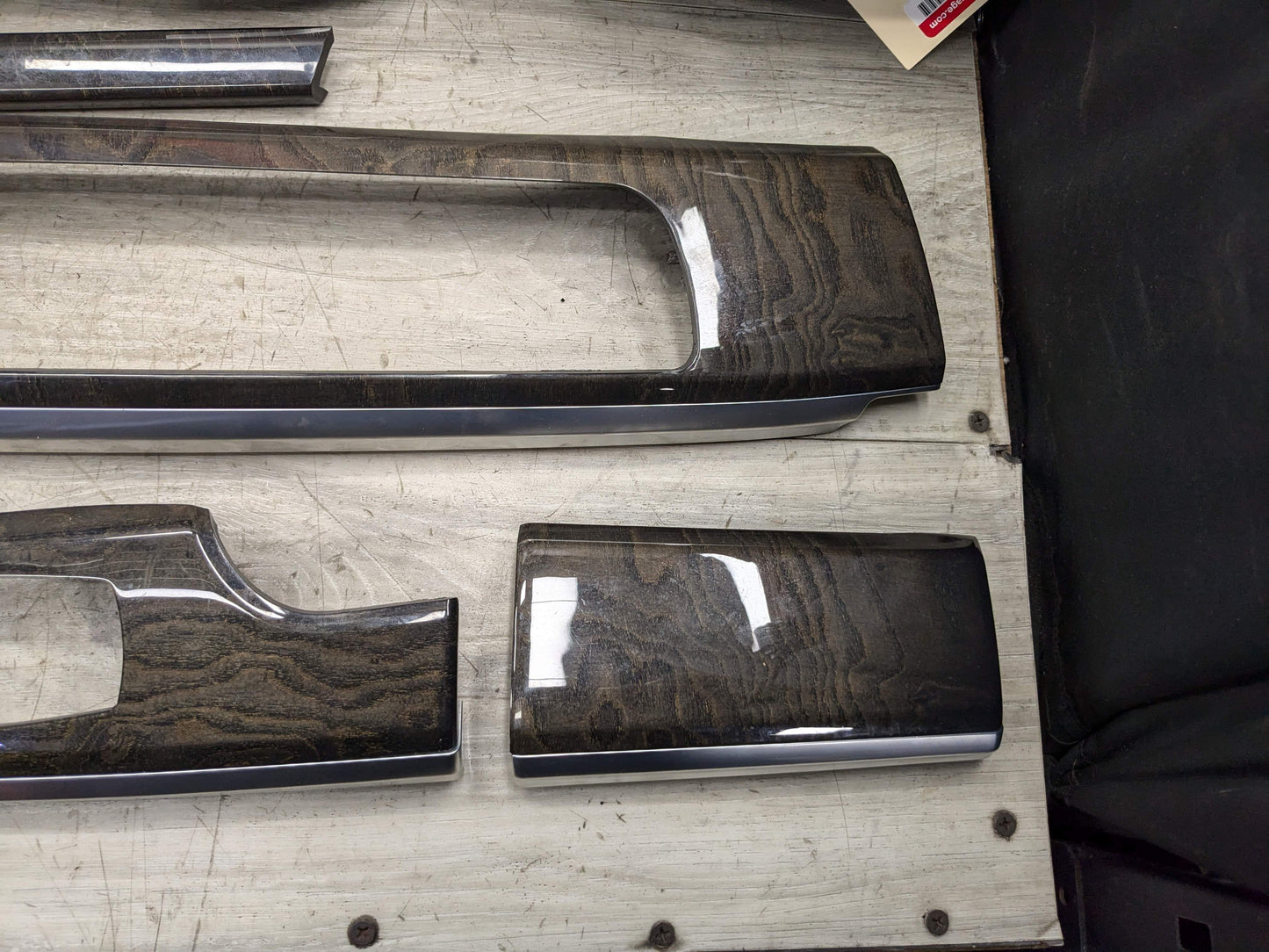 *NOTE* 13-15 OEM BMW F02 750 Center Console Dash Door Trims Wood SET
