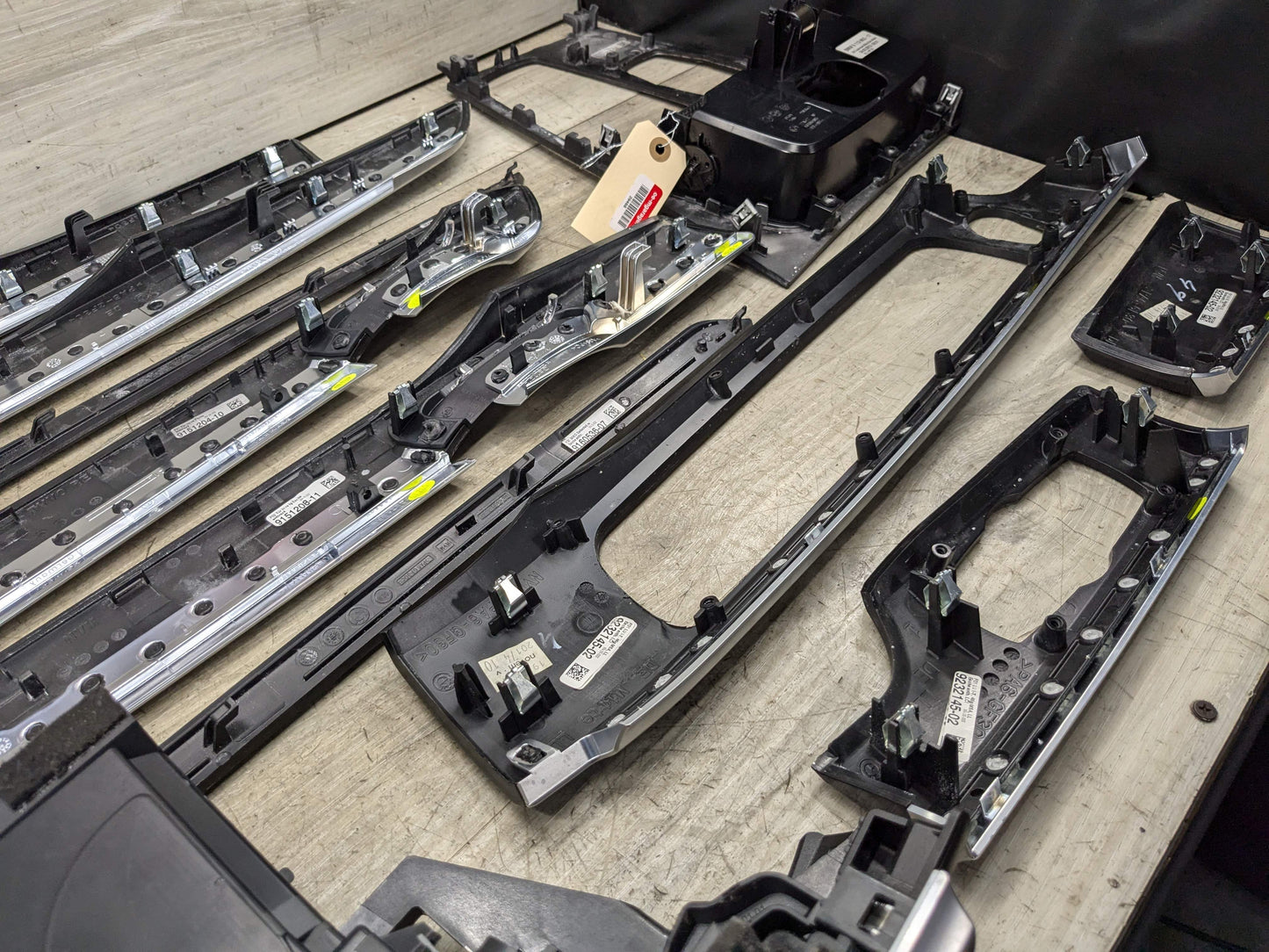 *NOTE* 13-15 OEM BMW F02 750 Center Console Dash Door Trims Wood SET