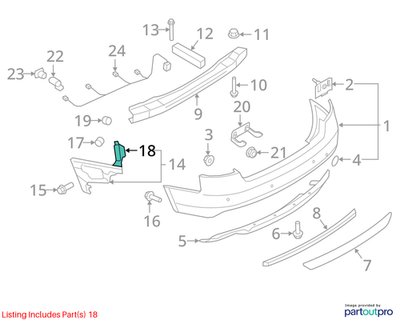2008-2017 Audi S5 8T Rear Right Passenger Bumper Support Bracket 8T0807890 OEM