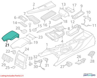 2012-2018 BMW 328i F30 Center Console Armrest Arm Rest 9285130 OEM
