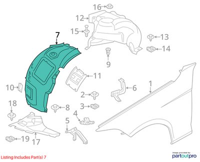 OEM BMW F30 328 330 335 340 Front Left Driver Fender Liner Wheel Splash Shield