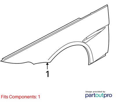 06-10 OEM BMW M6 E63 E64 Front Left Driver Fender Panel Grey 440