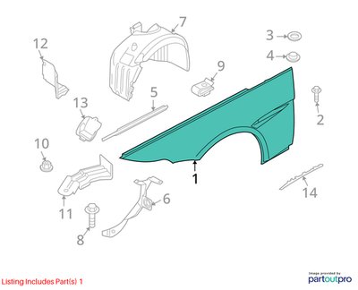 06-10 OEM BMW M6 E63 E64 Front Left Driver Fender Panel Grey 440