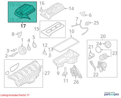 OEM BMW F02 F10 F12 F13 F15 F25 Engine Cover N55 Head Cylinder Ignition Covering