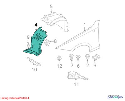 09-11 OEM BMW E90 328 335 Front Right Passenger Fender Liner Wheel Splash Shield