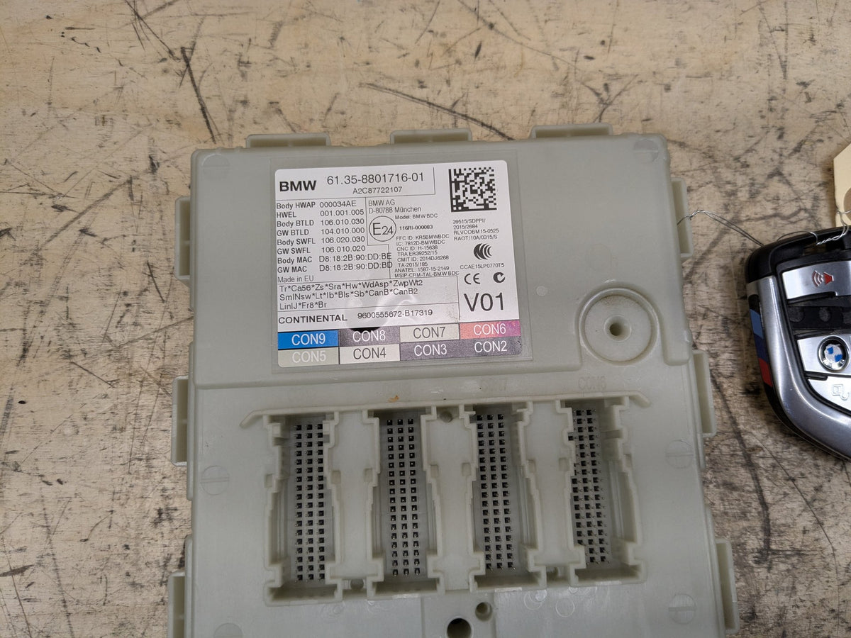 2018-2023 BMW M550i G30 Bdc Body Domain Fem Control Module w/ Key 8801716 OEM