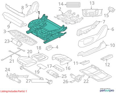 OEM BMW F95 G05 G06 G07 X5 Front Right Passenger Seat Lower Track Frame w Motors