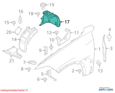 OEM BMW F95 G05 X5 X5M Left Driver Fender Liner Wheel Splash Shield Rearward