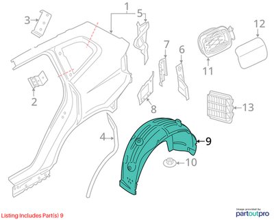 19-25 OEM BMW F95 G05 X5 X5M REAR Left Driver Fender Liner Wheel Splash Shield