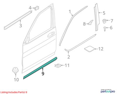 2018-2023 BMW X3 G01 Front Left Driver Exterior Door Trim Molding 8064795 OEM