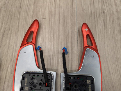 OEM BMW F44 G01 G20 G30 Left Right Steering Wheel Paddle Shifters RED EXTENSIONS