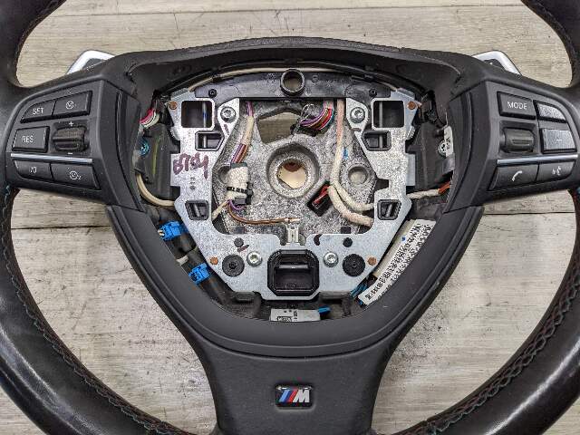 10-15 OEM BMW F10 M5 F12 F01 Steering Wheel Black LEATHER W/ Shifters HEATED