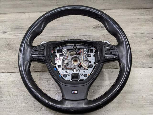 10-15 OEM BMW F10 M5 F12 F01 Steering Wheel Black LEATHER W/ Shifters HEATED