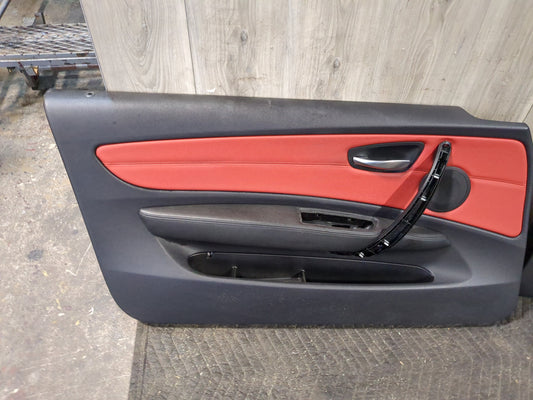 06-13 OEM BMW E88 128 135 Front Rear Interior Door Card Panel Cover Trim Red SET