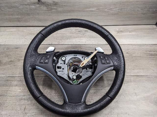 09-15 OEM BMW E82 E90 E93 E84 X1 Steering Wheel Black LEATHER w/Shifters