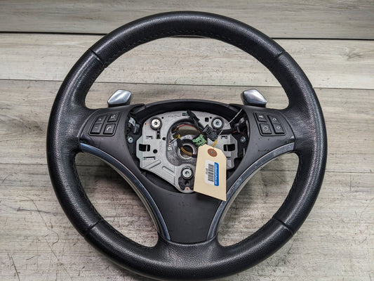 06-10 OEM BMW E92 E93 335 Sport Steering Wheel Black LEATHER w/ Shifters