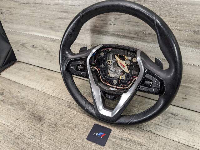 17-20 OEM BMW G30 G12 G14 G15 540 Steering Wheel Black Leather w/ Shifters*