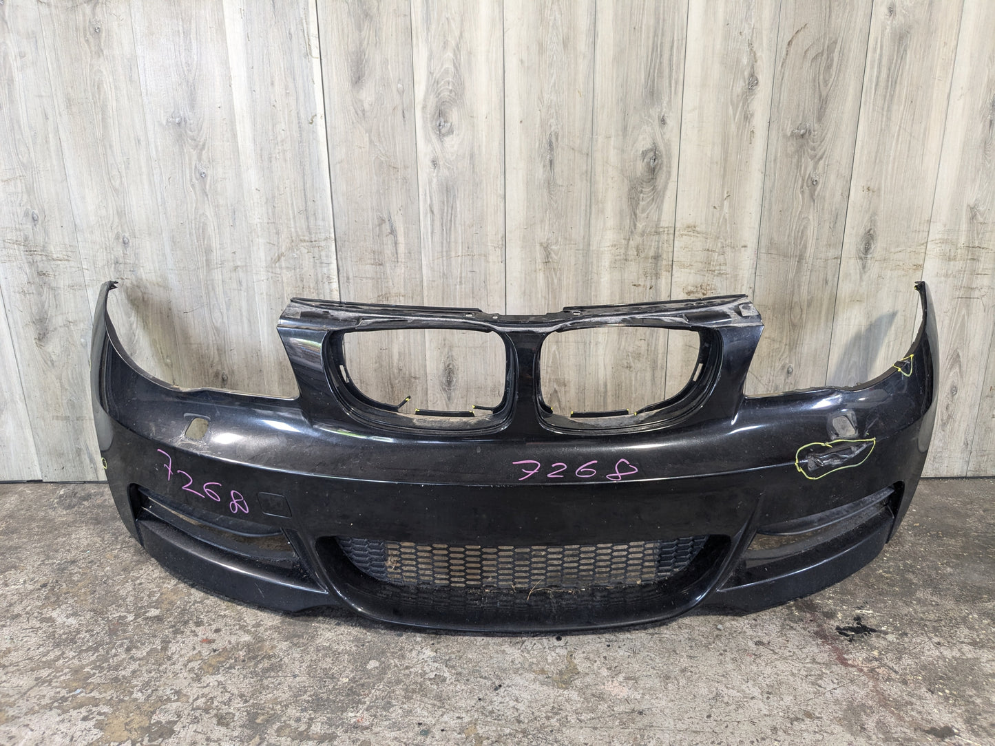 06-13 OEM BMW E82 E88 135i M-Sport Front Bumper Cover Complete W/O PDC Black*