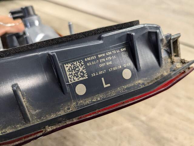 17-20 OEM BMW F90 M5 G30 530 540 Rear Driver Left Side Inner Trunk Tail Light