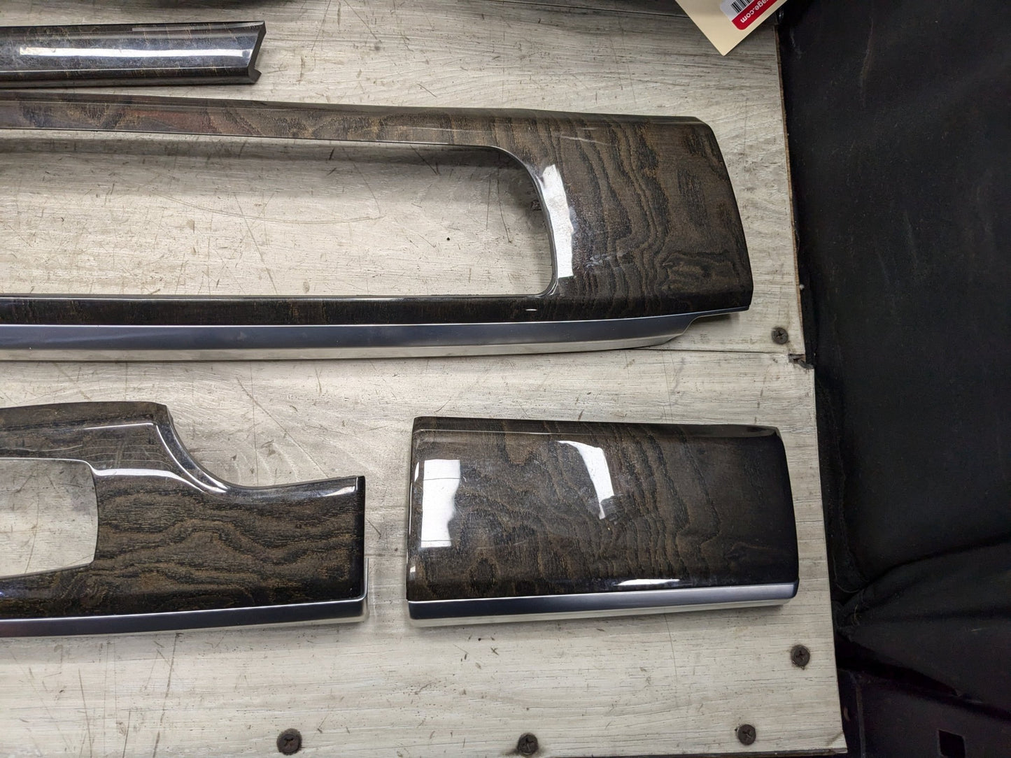 *NOTE* 13-15 OEM BMW F02 750 Center Console Dash Door Trims Wood SET
