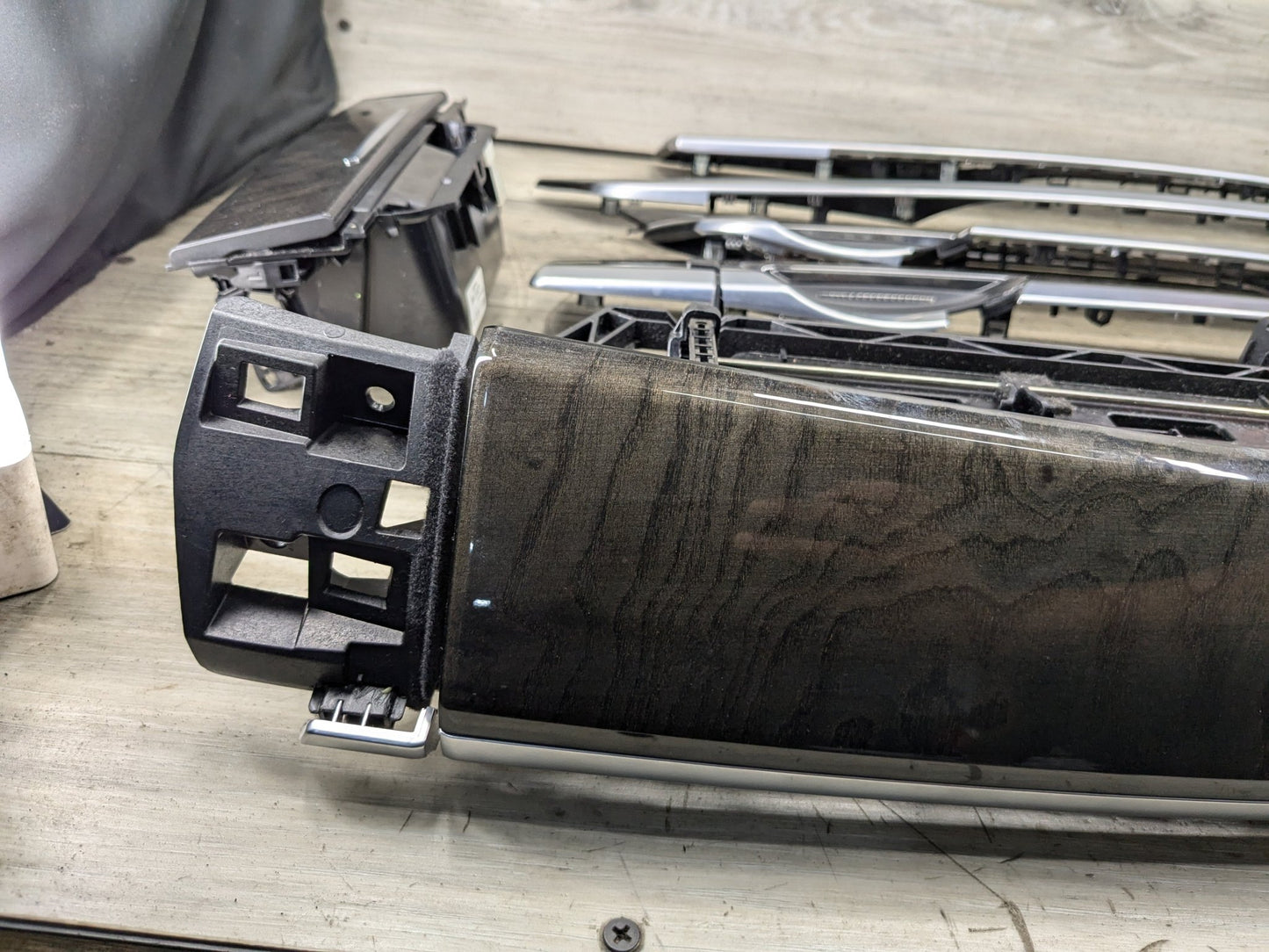 *NOTE* 13-15 OEM BMW F02 750 Center Console Dash Door Trims Wood SET