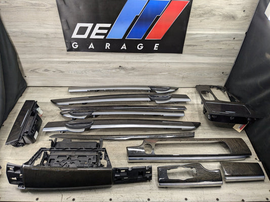 *NOTE* 13-15 OEM BMW F02 750 Center Console Dash Door Trims Wood SET
