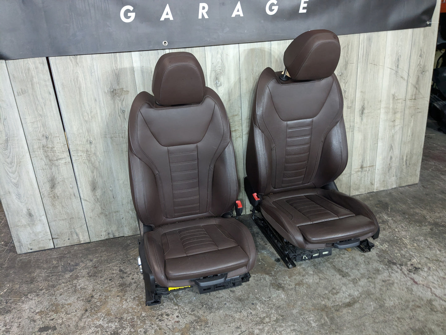 19-21 OEM BMW G20 G01 G02 Front Driver Passenger Sport Seats Leather Brown SET