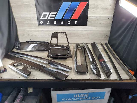 *NOTE* 13-15 OEM BMW F02 750 Center Console Dash Door Trims Wood SET