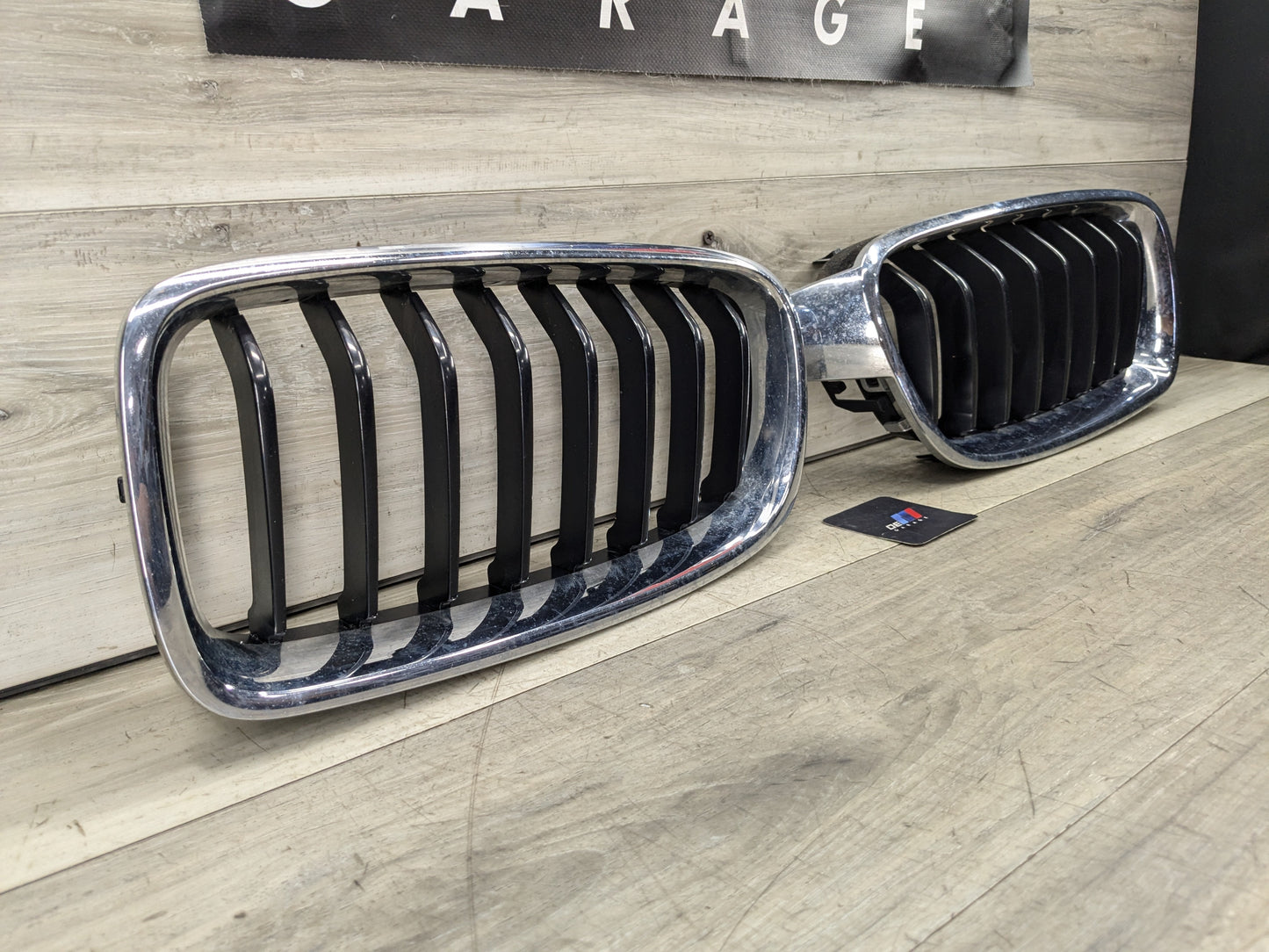 12-18 OEM BMW F30 328 335 340 Left Right Bumper Upper Kidney Grille Chrome PAIR