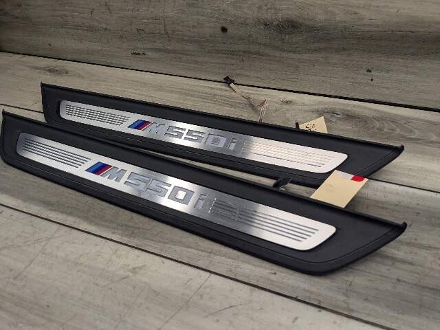 NOTE* 17-23 OEM BMW G30 Front Left Right Lighter Door Sill Molding M Trim SET