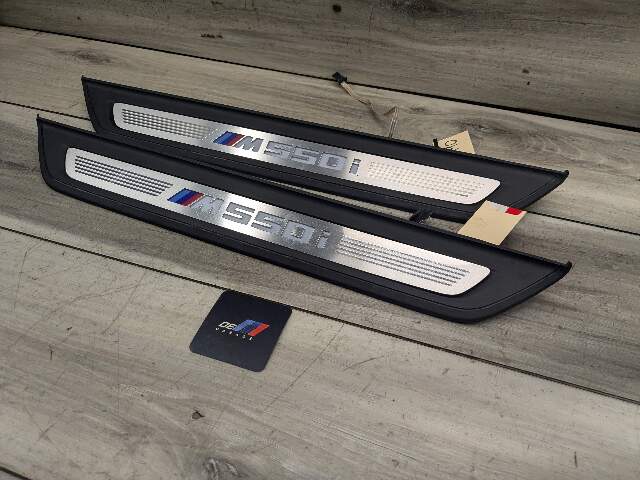 NOTE* 17-23 OEM BMW G30 Front Left Right Lighter Door Sill Molding M Trim SET