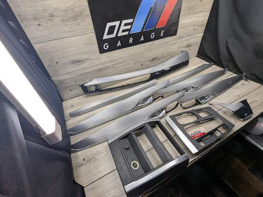 *14-18 OEM BMW F15 X5 Dash Door Panel Fine Silver Decor Interior Trim Cover SET