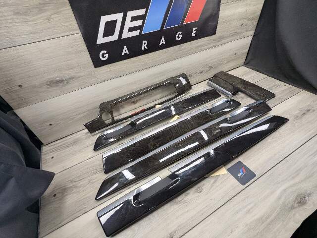 13-15 OEM BMW F02 750 Center Console Dash Door Trims Wood SET