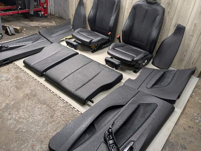 *OEM BMW F22 F87 M2 Driver Passenger Seats Door Panels Interior w Blue Stitching
