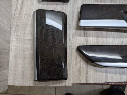 *13-15 OEM BMW F02 750 Center Console Dash Door Trims Wood SET