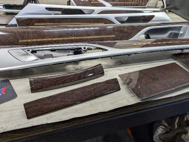 16-19 OEM BMW G12 750 Dash Doors Air Vent Wood Oak Interior Trim SET